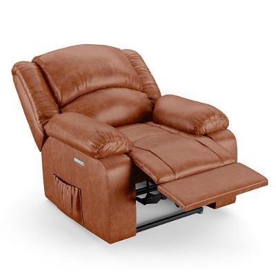 Poltrona Do Papai Reclinável Pietra Elétrica Led Massagem Fh9 Pu Caramelo Brilho - Mpozenato