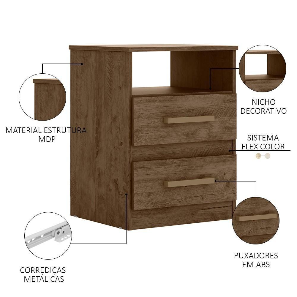 Mesa De Cabeceira Apolo Flex Castanho/avelã/baunilha - Moval - 3