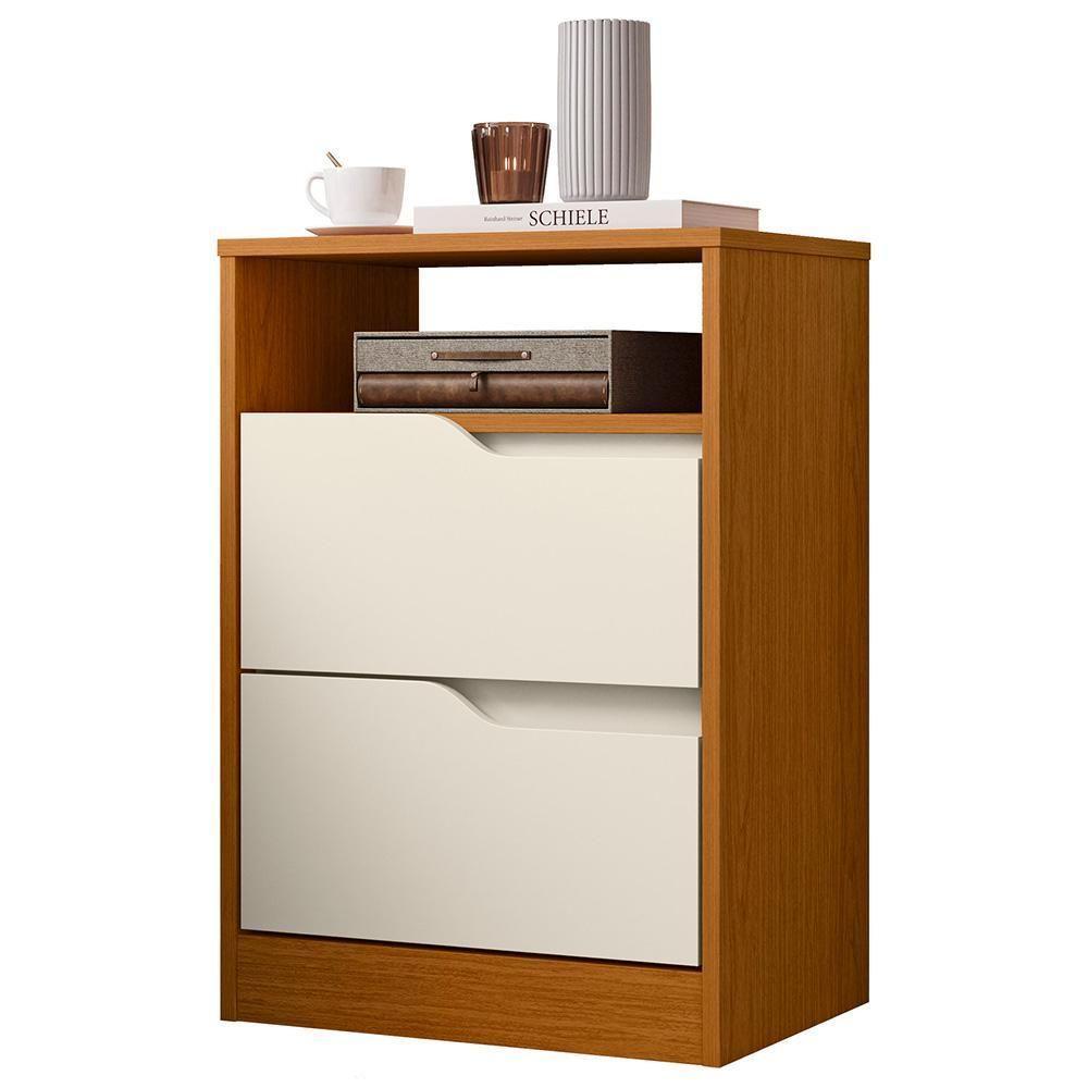 Mesa De Cabeceira Com Gavetas Kit 2 Sole Flex Cinamomo/off - Albatroz - 10