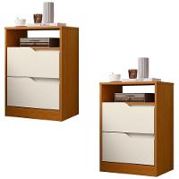 Mesa De Cabeceira Com Gavetas Kit 2 Sole Flex Cinamomo/off - Albatroz - 1