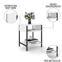 Mesa De Cabeceira Estilo Industrial Plaza L03 Branco - Mpozenato - 3