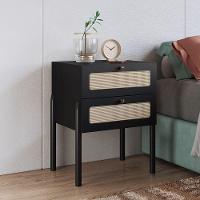 Mesa De Cabeceira Com 2 Gavetas Pés Madeira Arlo A10 Nero/preto - Mpozenato - 2