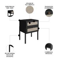 Mesa De Cabeceira Com 2 Gavetas Pés Madeira Arlo A10 Nero/preto - Mpozenato - 3