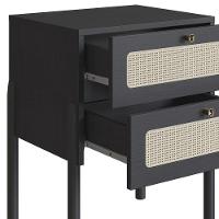 Mesa De Cabeceira Com 2 Gavetas Pés Madeira Arlo A10 Nero/preto - Mpozenato - 7