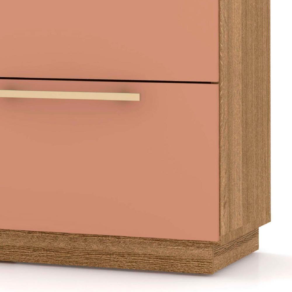 Mesa De Cabeceira 2 Gavetas 50cm Dubai Nature/camarim - Vila Rica - 6
