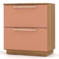 Mesa De Cabeceira 2 Gavetas 50cm Dubai Nature/camarim - Vila Rica - 1