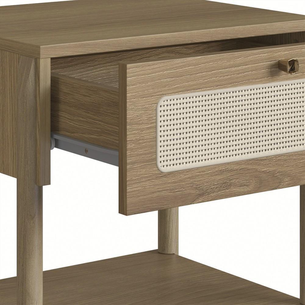 Mesa De Cabeceira Com 1 Gaveta Pés Madeira Arlo A10 Hanover - Mpozenato - 7