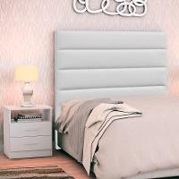 Cabeceira Cama Box Solteiro 90cm Greta Corano Branco E 1 Mesa De Cabeceira Flex Branco - Mpozenato - 2