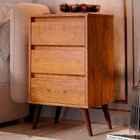 Mesa De Cabeceira Pés Retrô 3 Gavetas 43cm Wood Freijó - Ej Móveis - 2