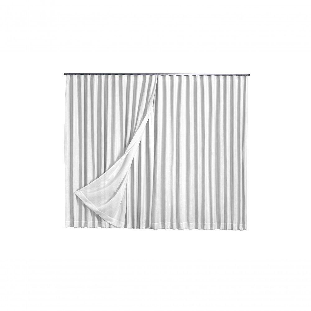 Cortina Microfibra Com Linho 4,00x2,30 Para Trilho Suíço branco - 1