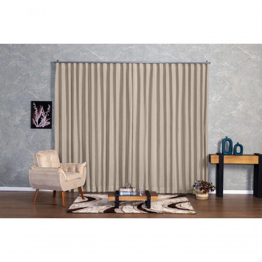 Cortina Microfibra Com Linho 5,00x2,80 Para Trilho Suíço avelã - 3