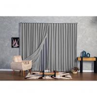Cortina Microfibra Com Linho 4,00x2,80 Para Trilho Suíço cinza - 3