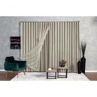 Cortina Blackout Com Voil 4,00x2,30 Para Trilho Suíço palha - 2