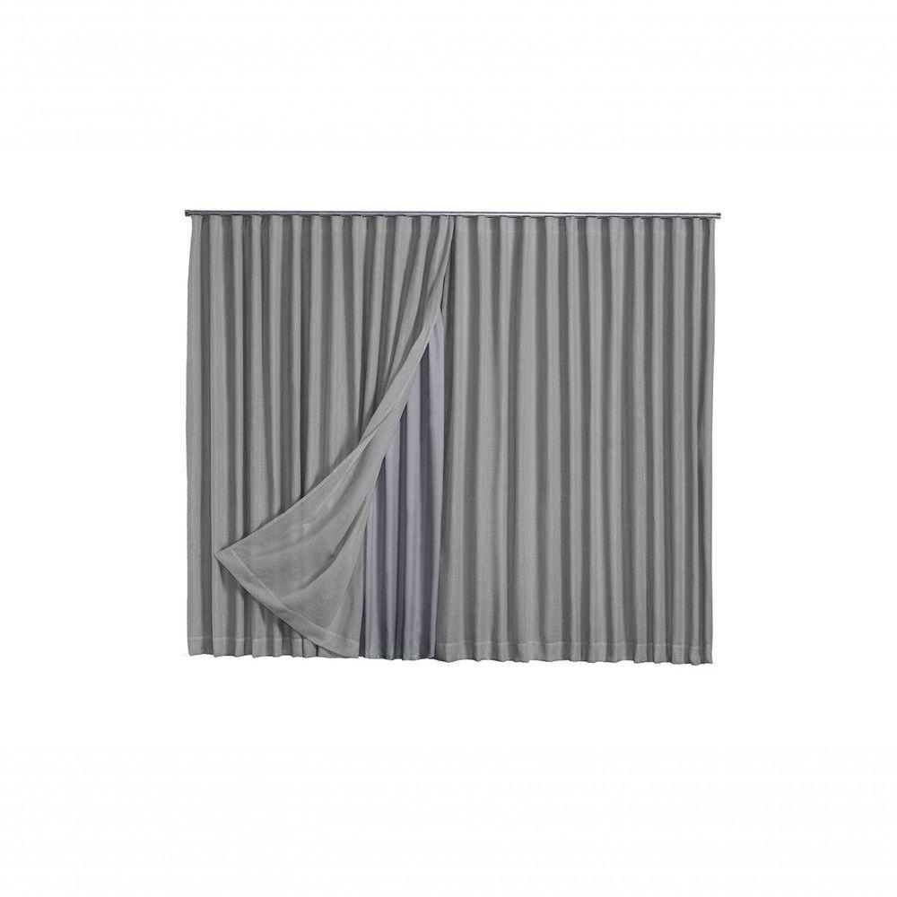 Cortina Microfibra Com Linho 2,80x2,30 Para Trilho Duplo cinza - 1