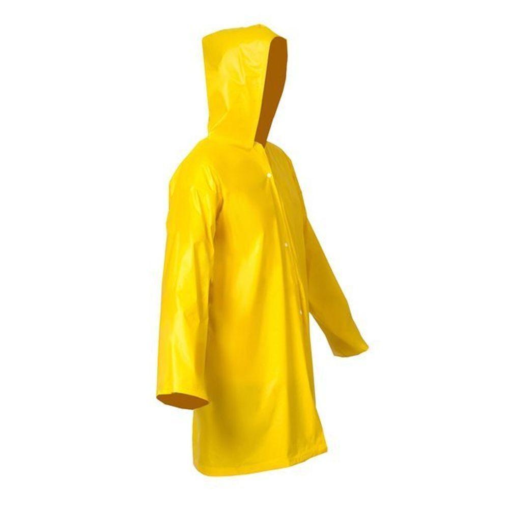 Capa De Chuva Em Pvc Forrada Amarela Com Capuz Tam. M - Vinilseg - 1