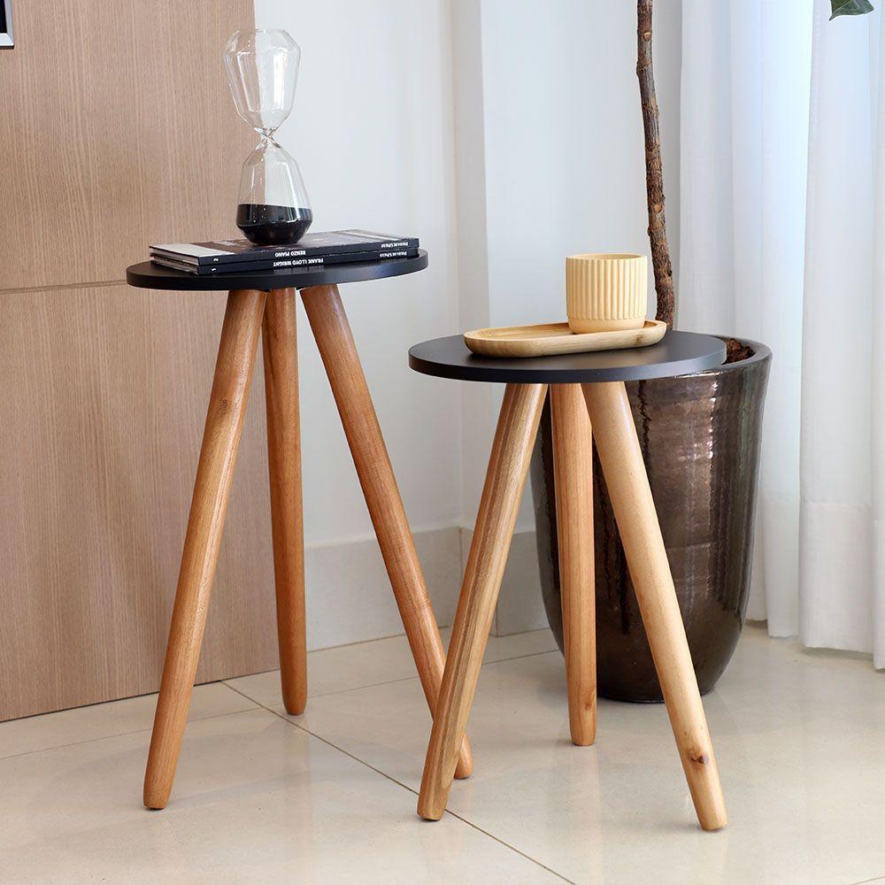 Mesa Lateral De Canto Tripé 50x35cm Preto - 3