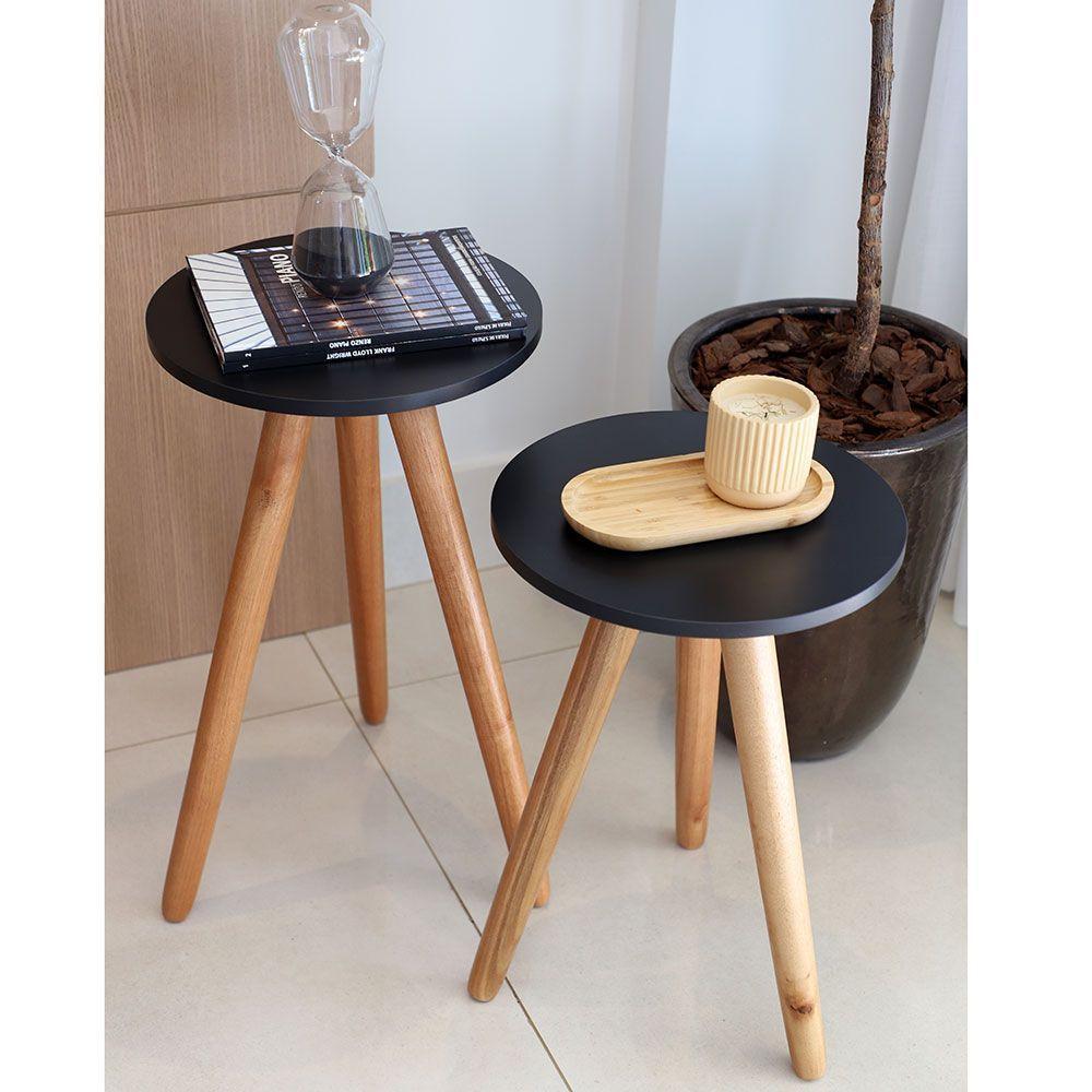 Mesa Lateral De Canto Tripé 60x35cm Preto - 3