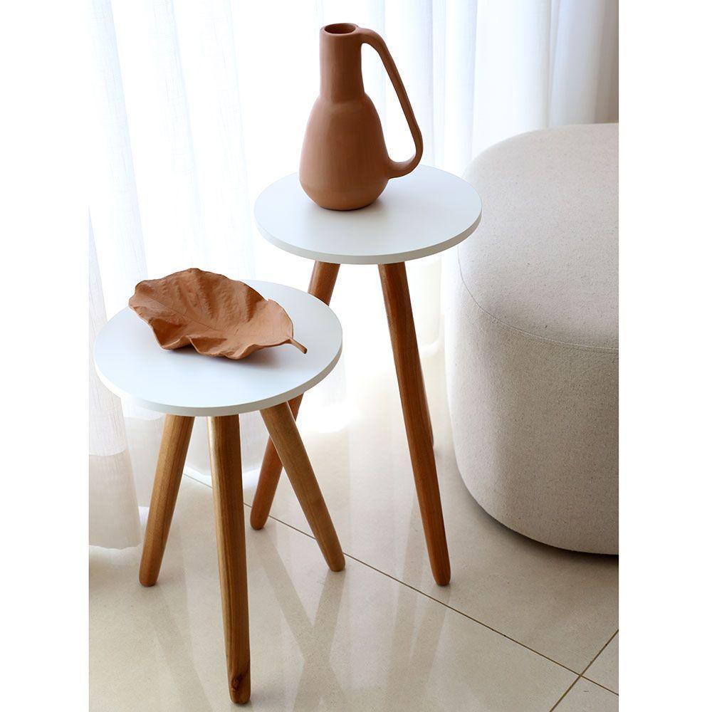 Mesa Lateral De Canto Tripé 50x35cm Branco - 3