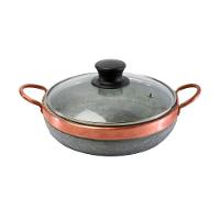 Paella Pedra Sabão Alça De Cobre Com Tampa De Vidro G 24x5cm - 1