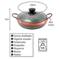 Paella Pedra Sabão Alça De Cobre Com Tampa De Vidro G 24x5cm - 2