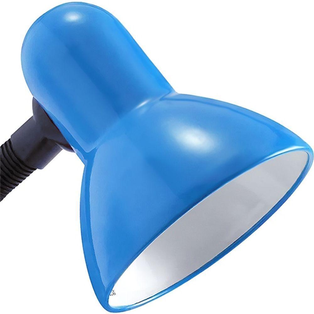 Luminária Articulada Com Garra Presilha E27 Bivolt Cor Azul Para Escrivaninha E Mesa - 2