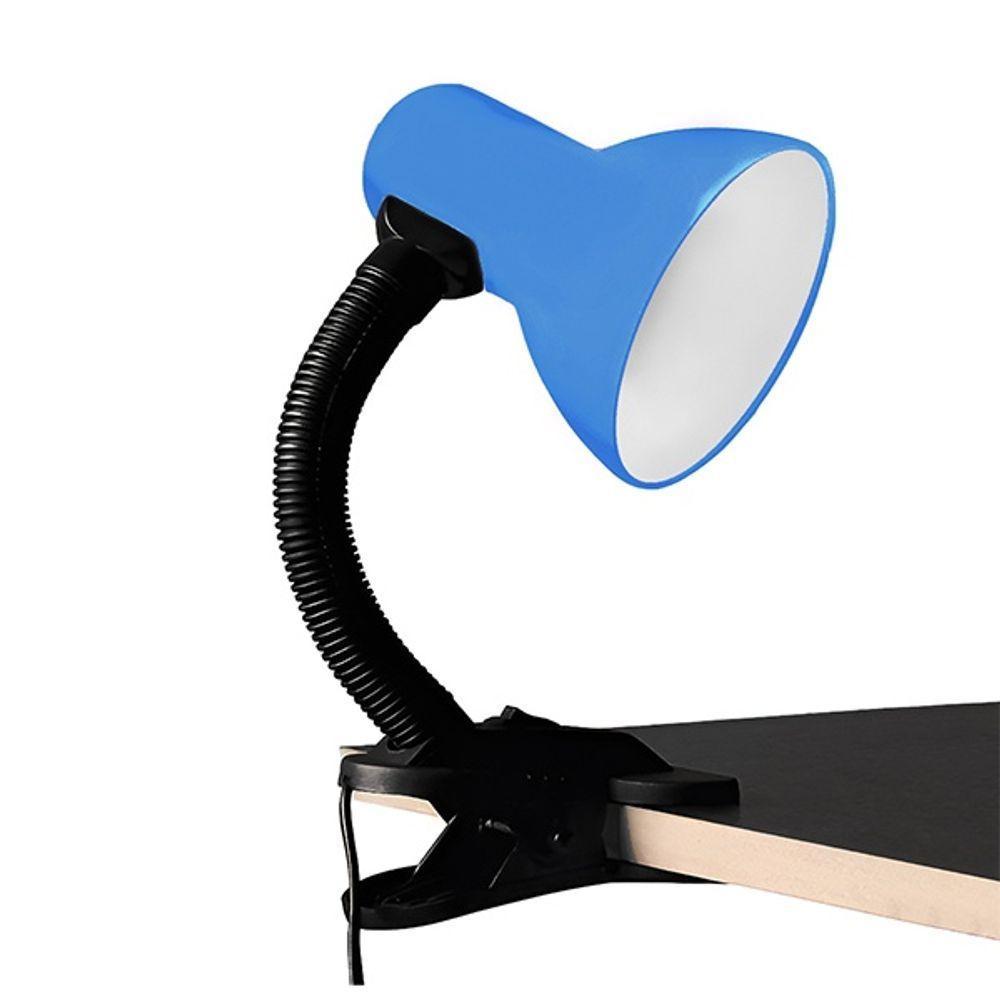 Luminária Articulada Com Garra Presilha E27 Bivolt Cor Azul Para Escrivaninha E Mesa - 4