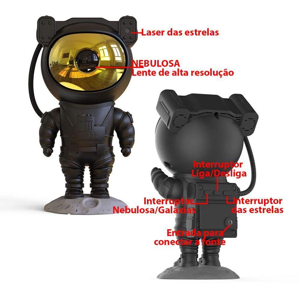 Projetor Led Astronauta Estrela Galaxia Nebulosa Decoraçao Espacial Quarto Sala Casa Usb Espaço Cosmico - 5