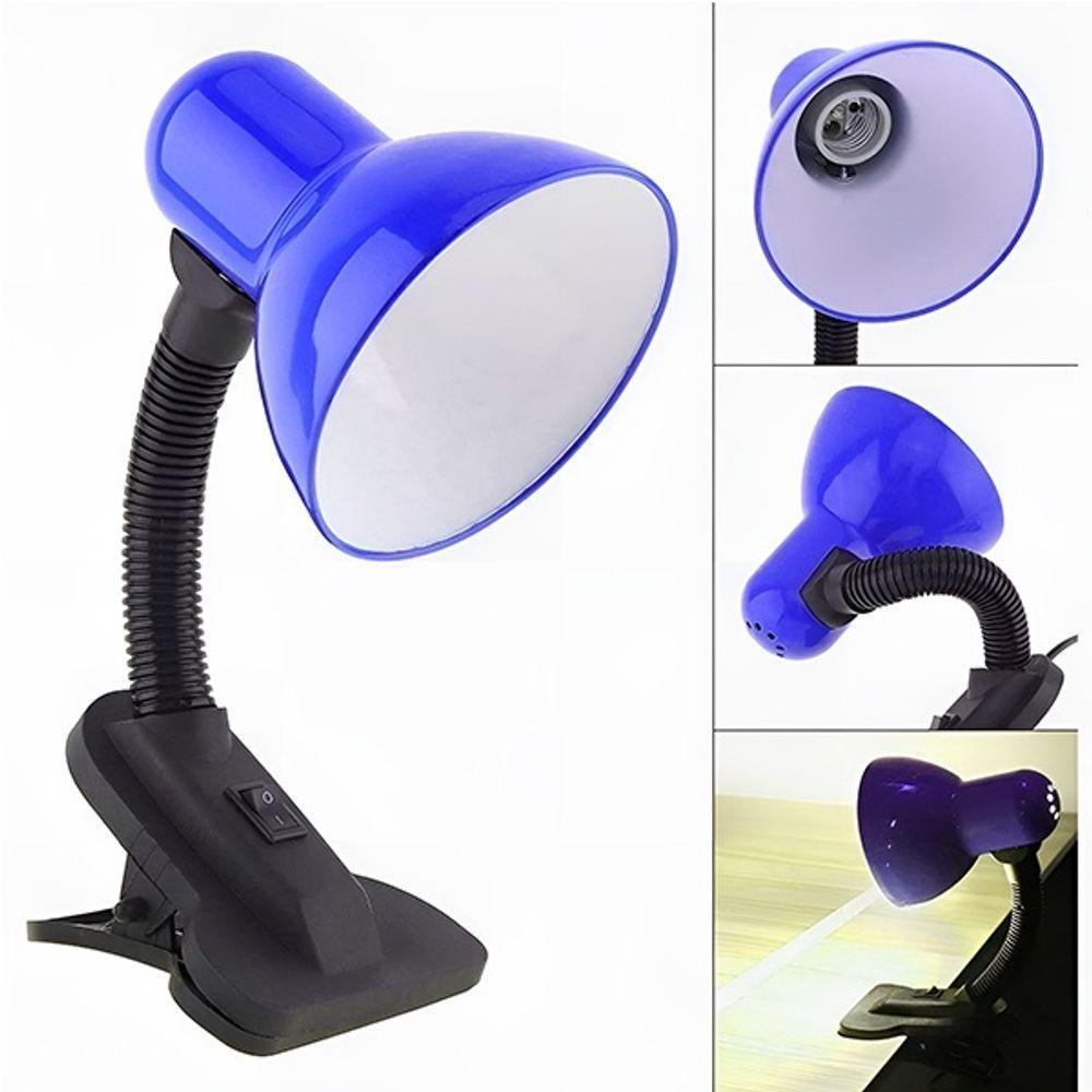 Luminária Articulada Com Garra Presilha E27 Bivolt Cor Azul Escuro Para Escrivaninha E Mesa - 1