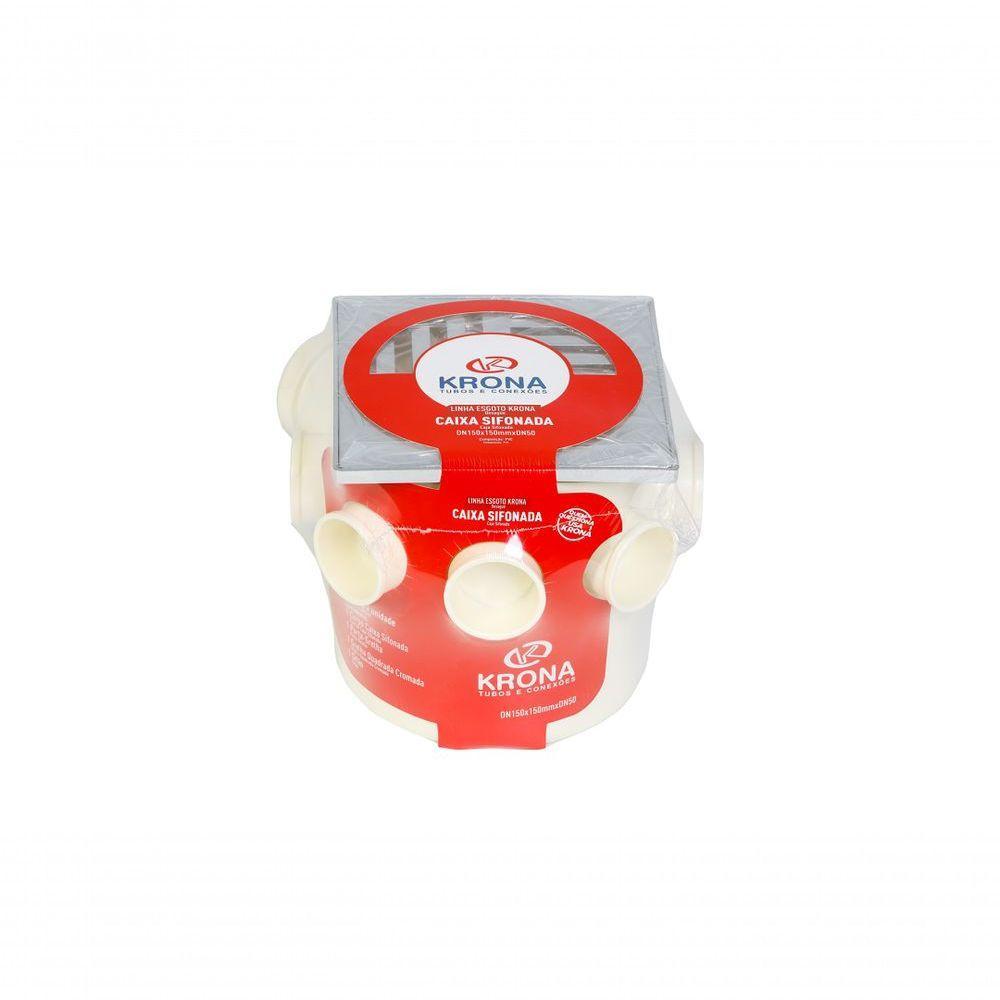 Caixa Sifonada Com Grelha Quadrada Cromada 150 X 150 X 50 Mm - Krona - 2