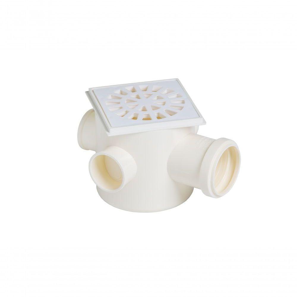 Caixa Sifonada Com Grelha Quadrada Branca 100 X 100 X 50 Mm - Krona - 1