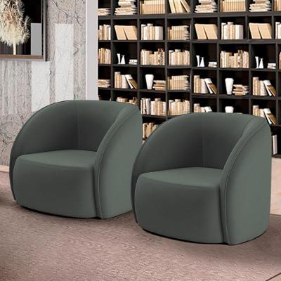 Kit 2 Poltronas Decorativas Sala De Estar Clarke Veludo Grafite G45 - Gran Belo