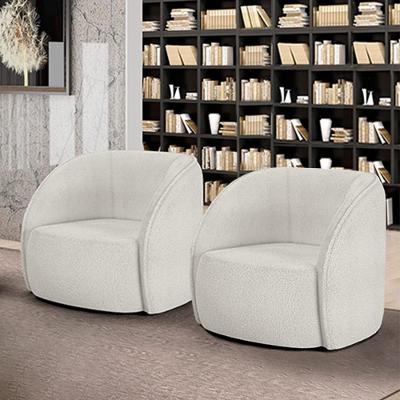 Kit 2 Poltronas Decorativas Sala De Estar Clarke Bouclê Offwhite G45 - Gran Belo