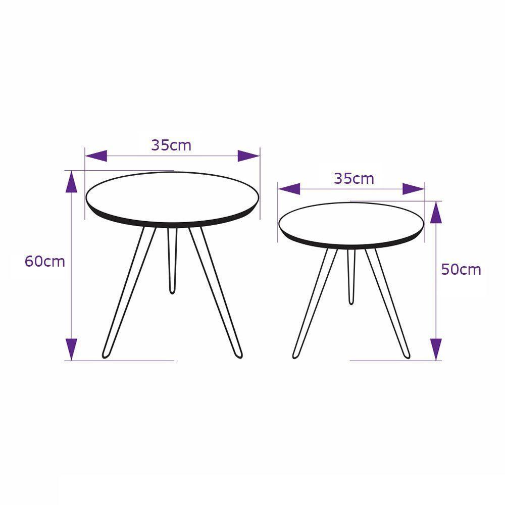 Conjunto Médio Mesa Lateral De Canto Tripé Branco - 4