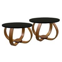 Conjunto Mesa De Centro E Lateral Pés Cebola Espelhada Preto - 1