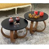 Conjunto Mesa De Centro E Lateral Pés Cebola Espelhada Preto - 3