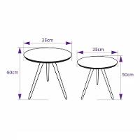 Conjunto Médio Mesa Lateral De Canto Tripé Preto - 2