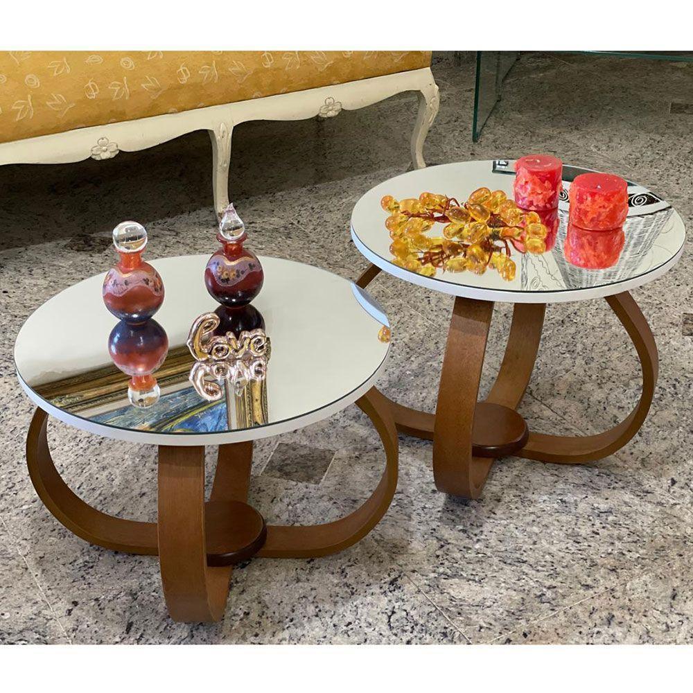 Conjunto Mesa De Centro E Lateral Pés Cebola Espelhada Branco - 3