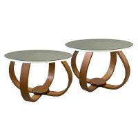 Conjunto Mesa De Centro E Lateral Pés Cebola Espelhada Branco - 1