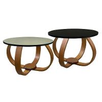 Conjunto Mesa De Centro E Lateral Pés Cebola Composê Espelhada Preto - 1