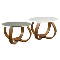 Conjunto Mesa De Centro E Lateral Pés Cebola Composê Espelhada Branco - 1