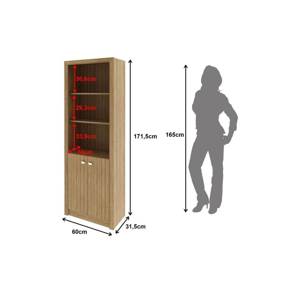 Estante Livreiro Solteiro Me4110 C/ 2 Portas E 3 Prateleiras Preto - Tecno Mobili - 4