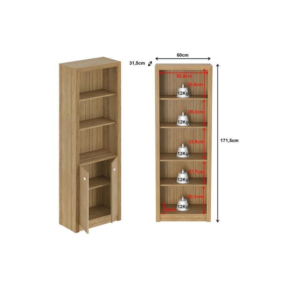 Estante Livreiro Solteiro Me4110 C/ 2 Portas E 3 Prateleiras Preto - Tecno Mobili - 7