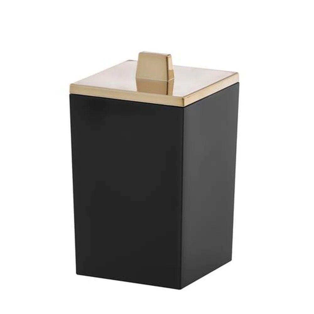 Porta Algodão E Cotonete Preto Quadratta - Paramount - 1