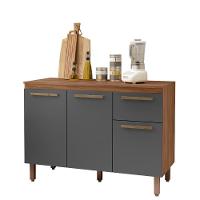 Balcão Cozinha Pop 120 Cm Com Tampo 3 Portas E 1 Gaveta Freijó/chumbo/freijó - 2