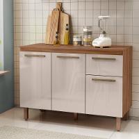 Balcão Cozinha Pop 120 Cm Com Tampo 3 Portas E 1 Gaveta Freijó/baunilha/freijó - 1