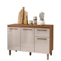 Balcão Cozinha Pop 120 Cm Com Tampo 3 Portas E 1 Gaveta Freijó/baunilha/freijó - 2