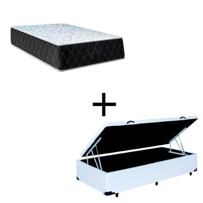 Cama Box Baú Solteiro 88 com Colchão Espuma D33 30cm Branco Bello Box