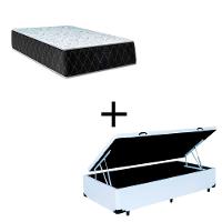 Cama Box Baú Solteiro 88 Tecido Sintético Branco Com Colchão Marrocos - Poliéster - Espuma D33 30cm - 1
