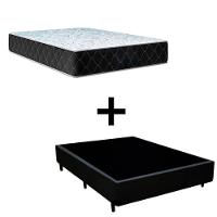 Cama Box Viúva 128 Tecido Sintético Preto Com Colchão Marrocos - Poliéster - Espuma D33 30cm - 1