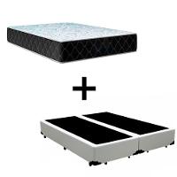 Cama Box Queen 158 Tecido Sintético Branco Com Colchão Marrocos - Poliéster - Espuma D33 30cm - 1